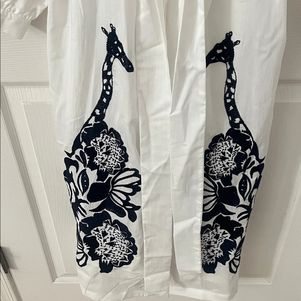 Eloquii Long Sleeve White Dress with Black Floral Design - Picture 3 of 5